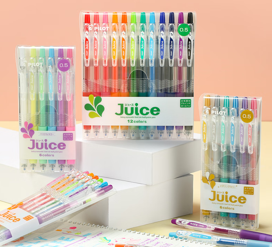 JUICE果汁笔彩色中性笔0.5签字笔按动水笔文具套装手账高颜值 闪亮色系6色套装